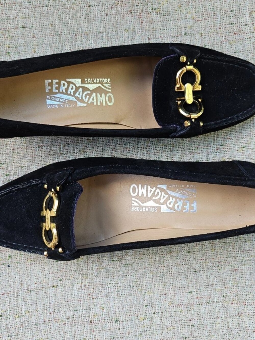 Vintage Salvatore Ferragamo Women Shoes Black Suede Leather Slip On Sz4.5 Italy - Picture 5 of 11